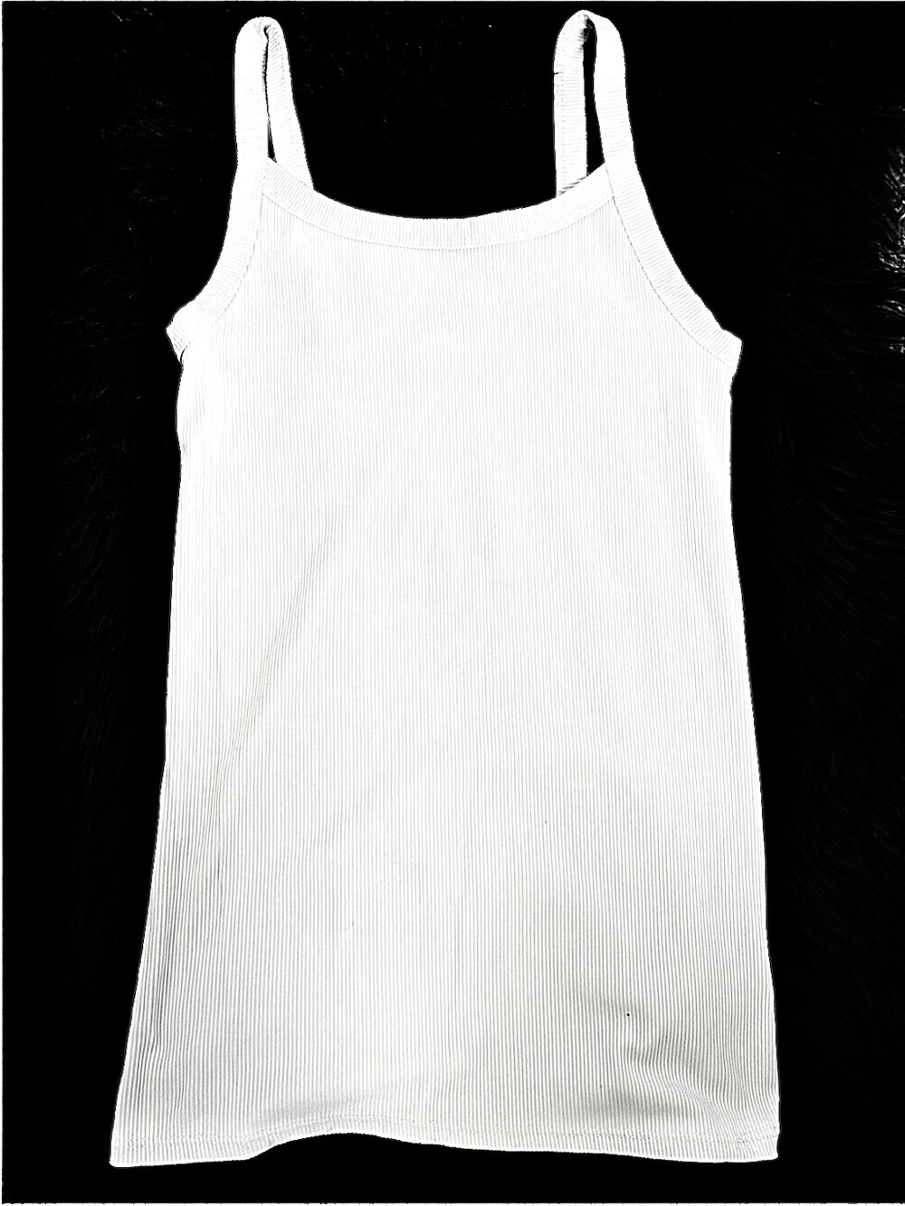 Women’s White Ribbed Tank Top - Classic Spaghetti Strap
